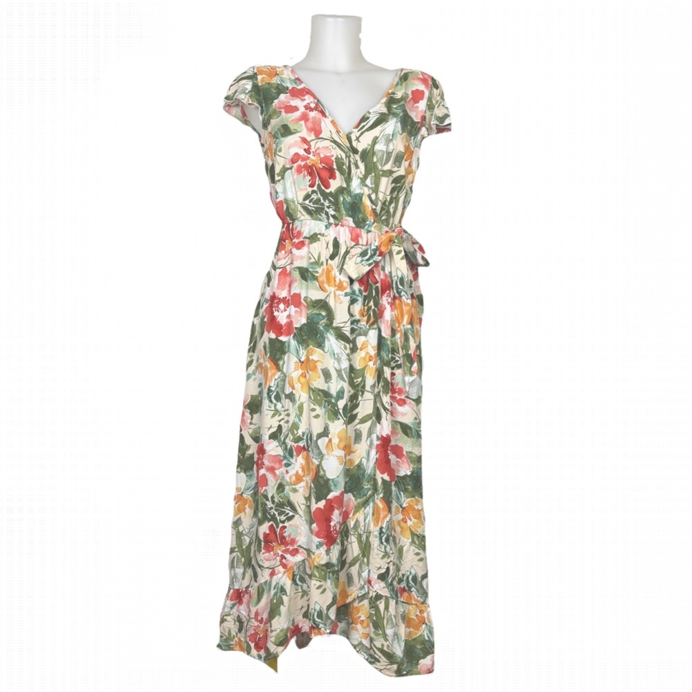 Band of the Free Tropical Floral Maxi Wrap Dress with Tie Waist
